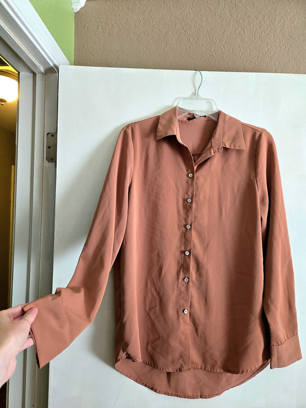 Brown Rose Buttonup Blouse